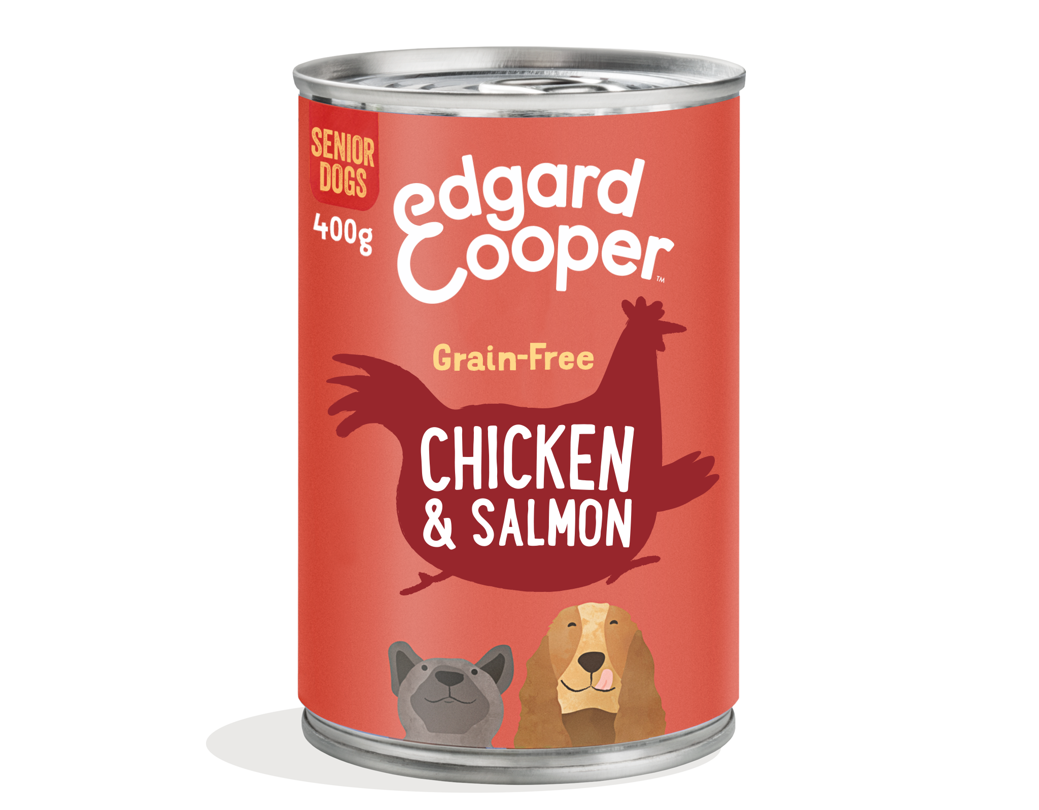 Lata de comida para perros senior con pollo y salmón sin cereales | Edgard & Cooper