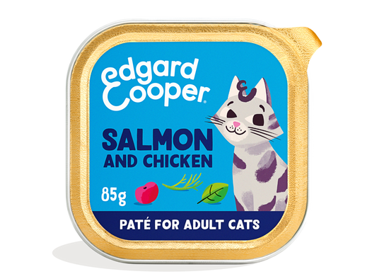 Paté de salmón y pollo sin cereales para gatos | Edgard & Cooper