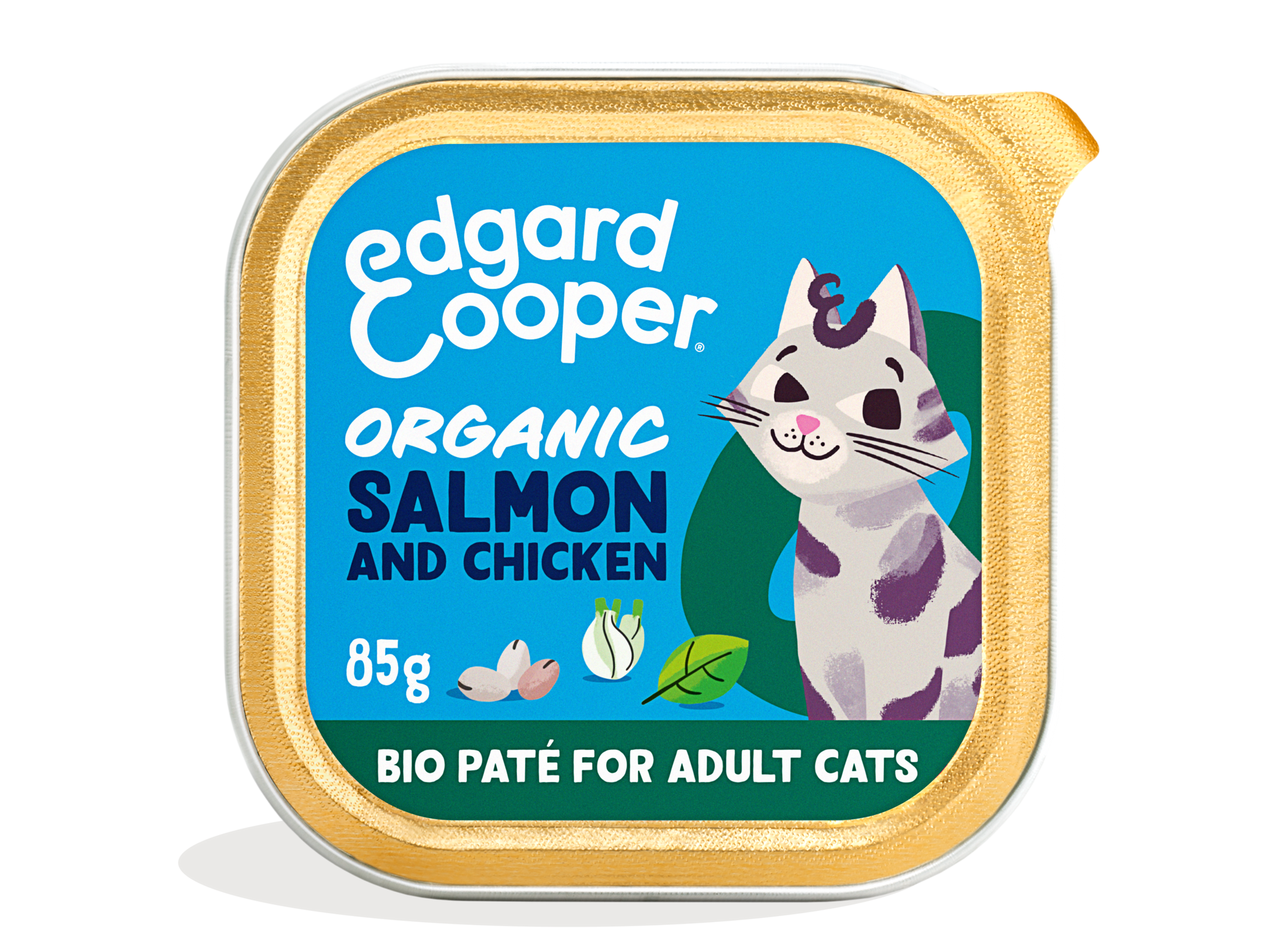 Paté de salmón y pollo ecológicos sin cereales para gatos | Edgard & Cooper