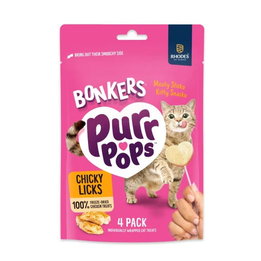 Bonkers Purrpops Snack piruletas de pollo para gato 4 uds