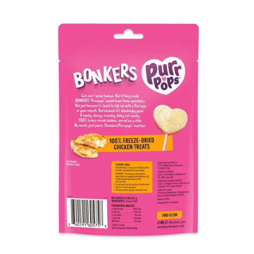 Bonkers Purrpops Snack piruletas de pollo para gato 4 uds