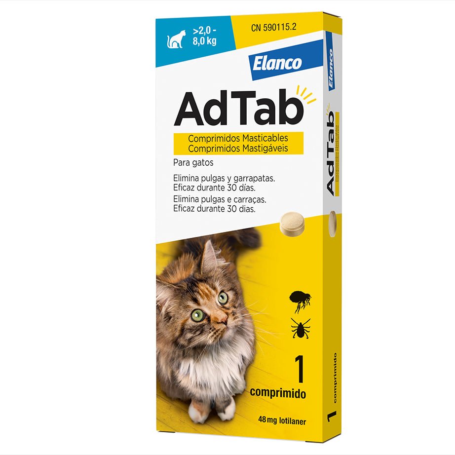 AdTab Antiparasitario comprimido masticable para gatos 48mg 2-8kg