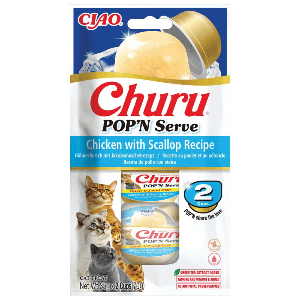 Churu Cat Pop'n Serve de POLLO Y VIEIRA 2uds 70g