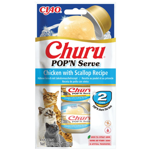 Churu Cat Pop'n Serve de POLLO Y VIEIRA 2uds 70g