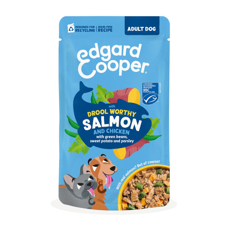 Edgard & Cooper Adult Grain Free Salmón y Pollo sobre para perros