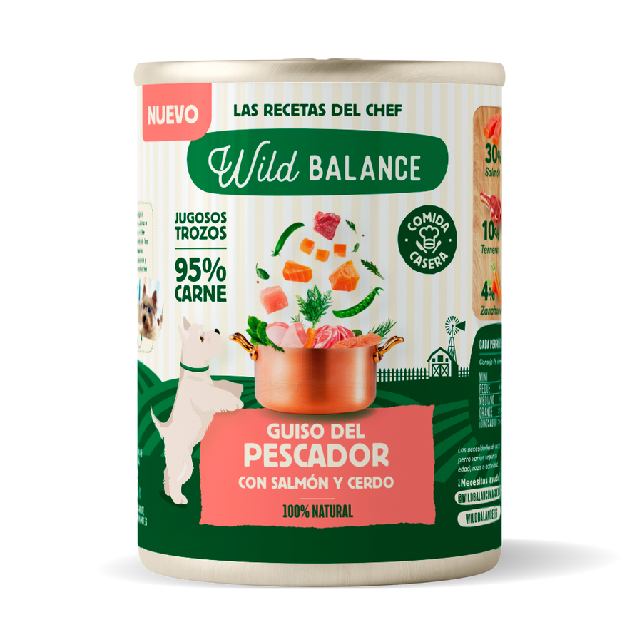 Lata Guiso del Pescador con Salmón y Cerdo para perros 400g