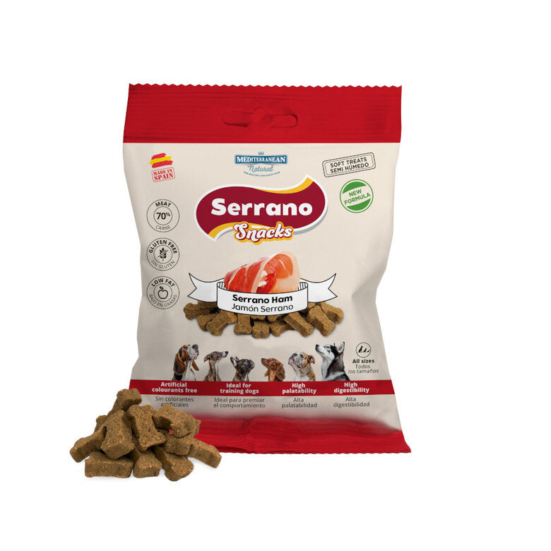 85 g Mediterranean Natural Galletas Serrano Snacks de Jamón para perros