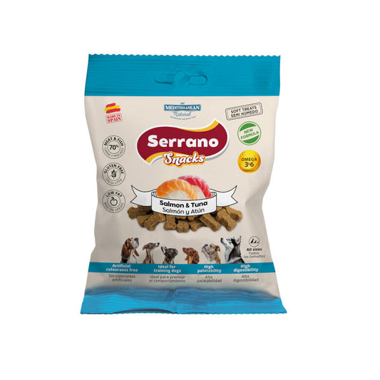 85 g Mediterranean Natural Serrano Galletas Salmón y Atún para perros