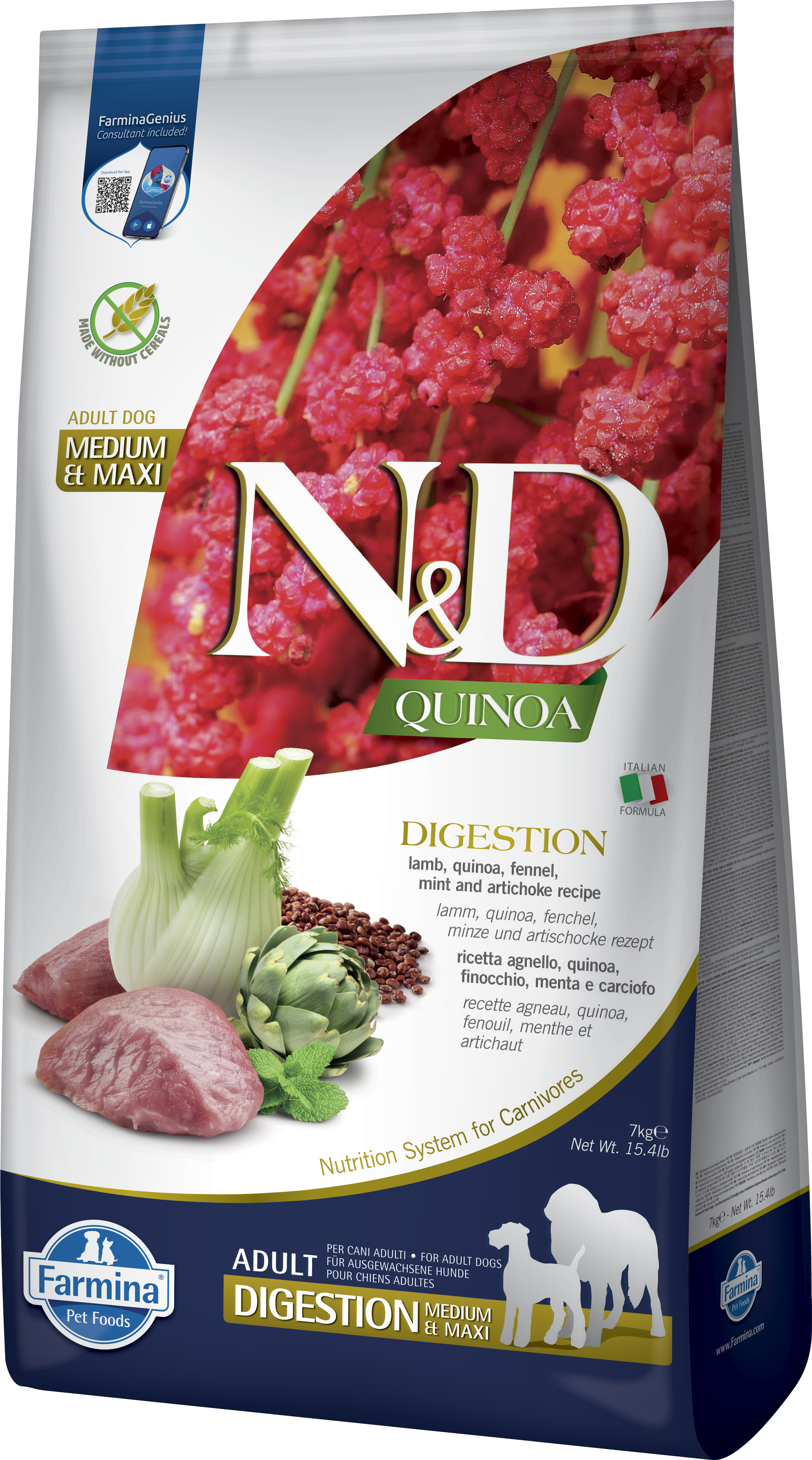 FARMINA ND DOG QUINOA DIGESTION CORDERO MED MAXI