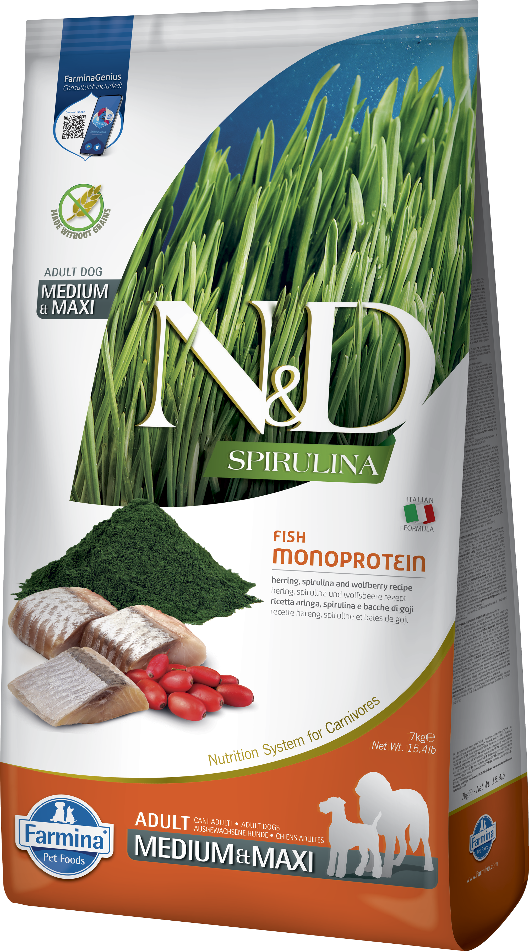 FARMINA ND DOG SPIRULINA MEDIUM MAXI ARENQUE