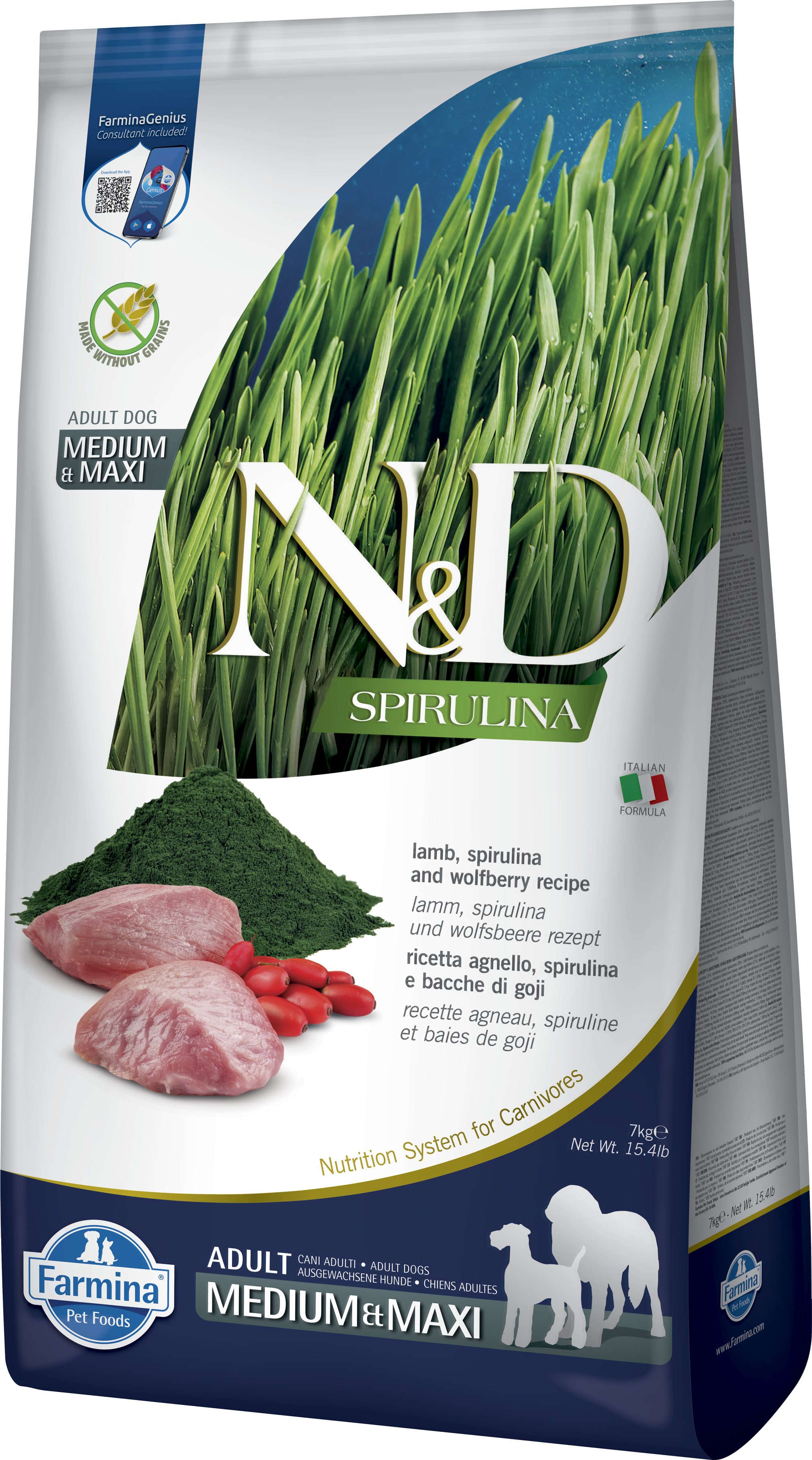 FARMINA ND DOG SPIRULINA MEDIUM MAXI CORDERO