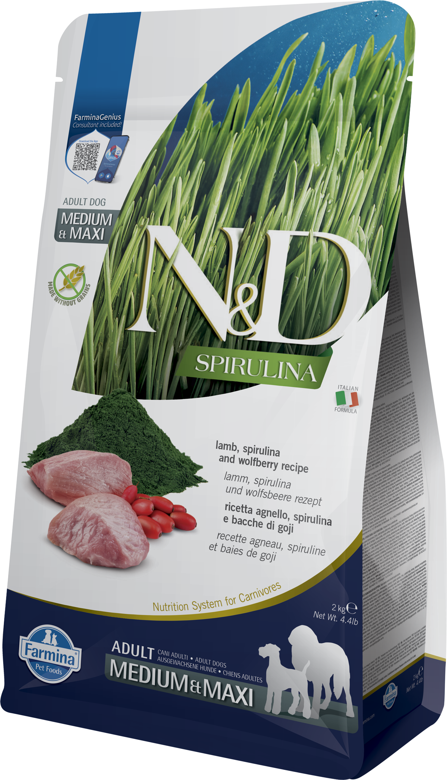 FARMINA ND DOG SPIRULINA MEDIUM MAXI CORDERO