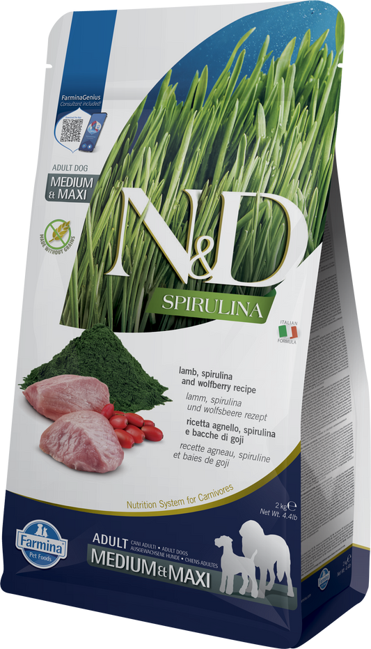 FARMINA ND DOG SPIRULINA MEDIUM MAXI CORDERO