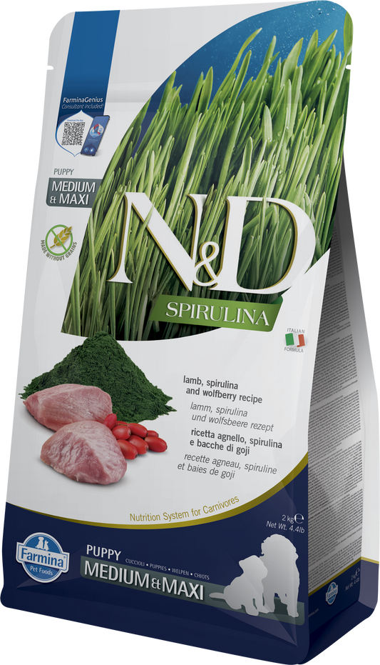 FARMINA ND DOG PUPPY SPIRULINA MEDIUM MAXI CORDERO