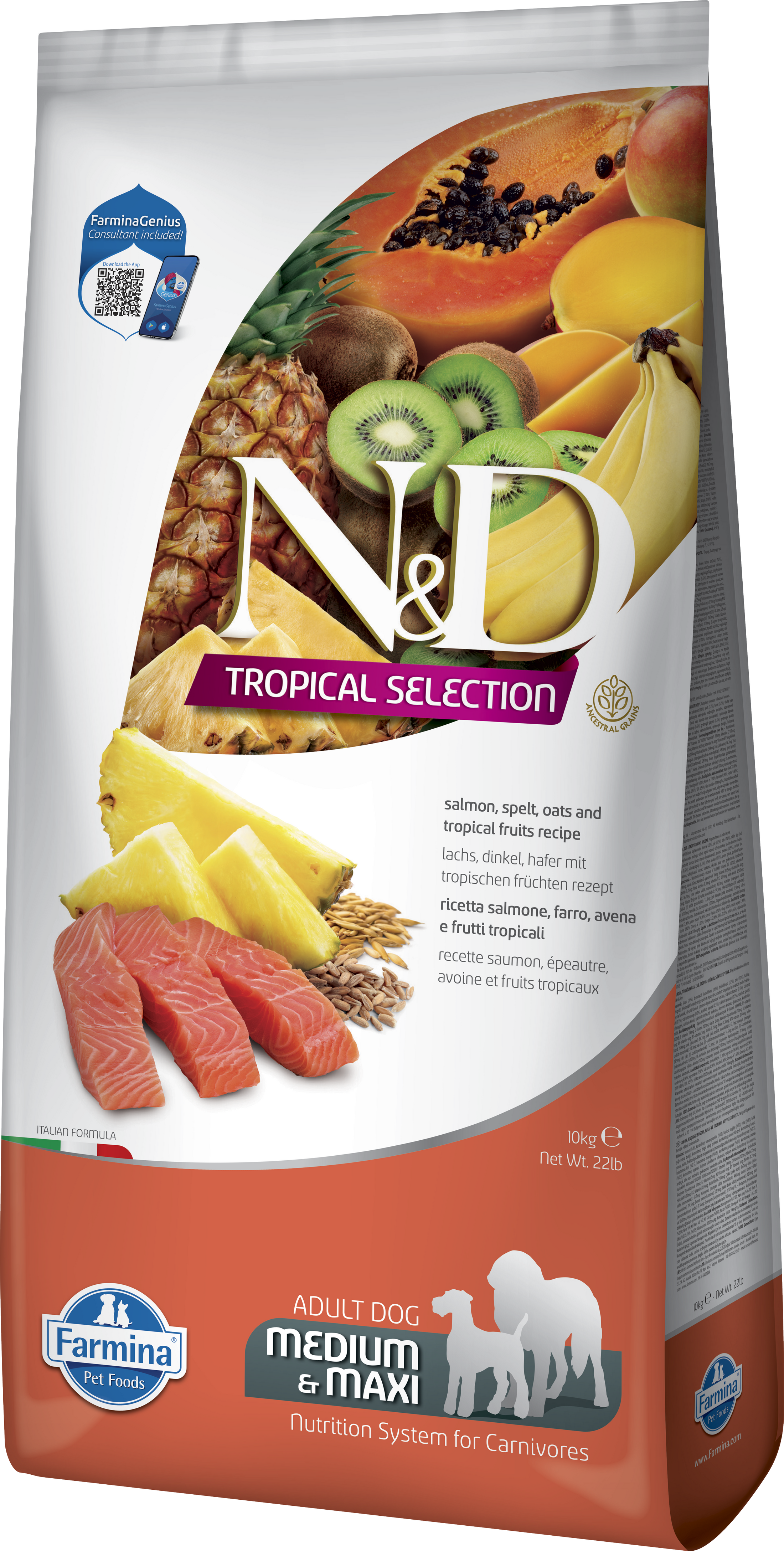 FARMINA ND DOG TROPICAL SELECTION MED MAXI SALMON