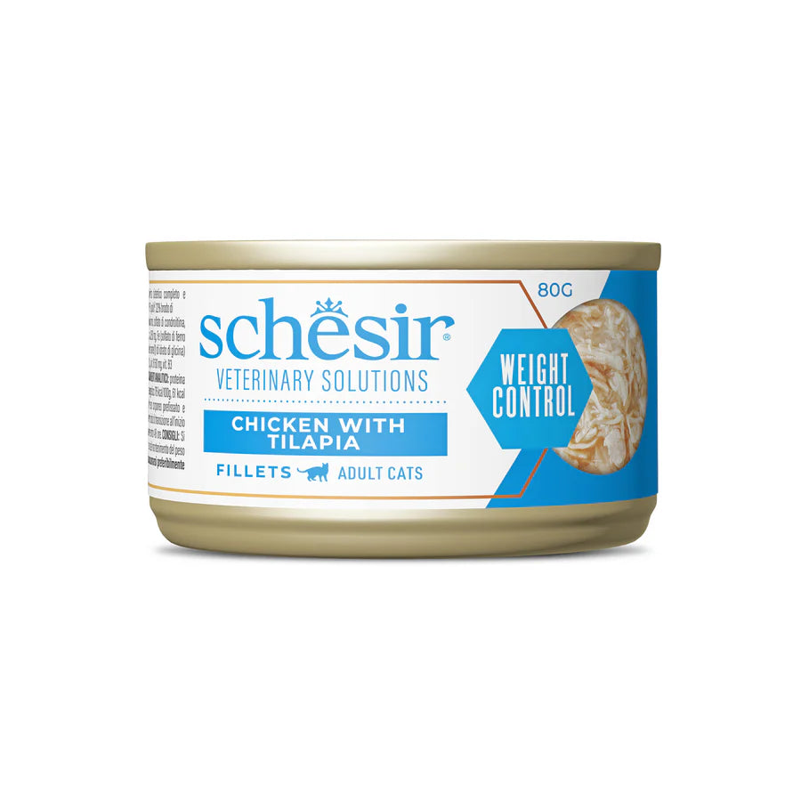 Schesir Veterinary Solution Weight Control en Caldo Frango com tilápia