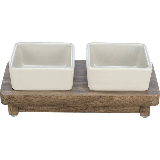 Set Comederos CityStyle, cerámica/madera DM