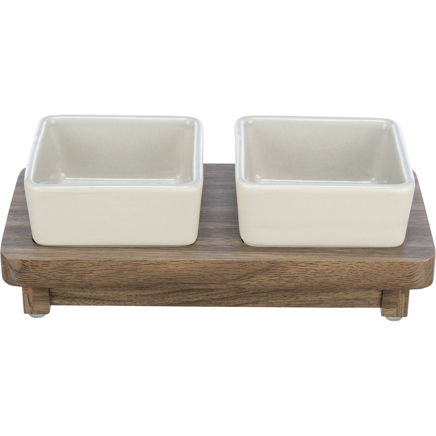 Set Comederos CityStyle, cerámica/madera DM