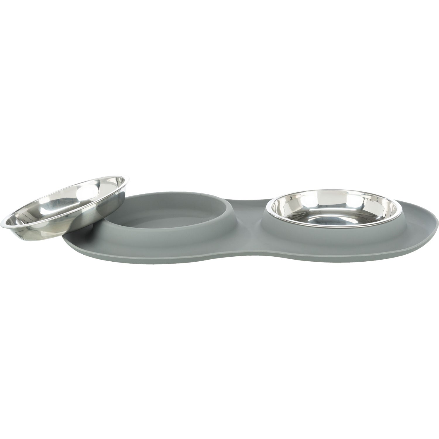 Set de comederos, silicona/acero inoxidable