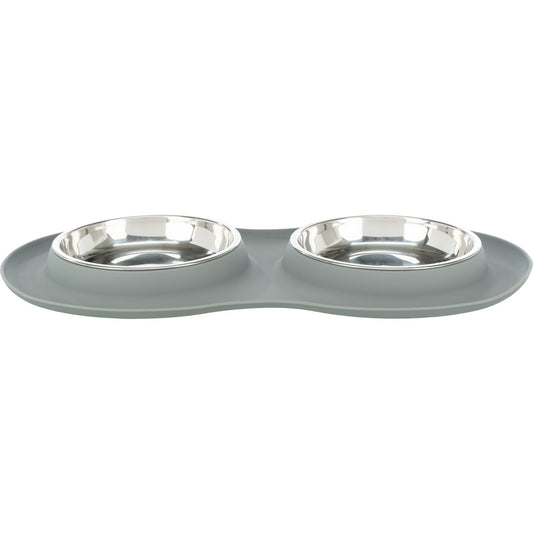 Set de comederos, silicona/acero inoxidable