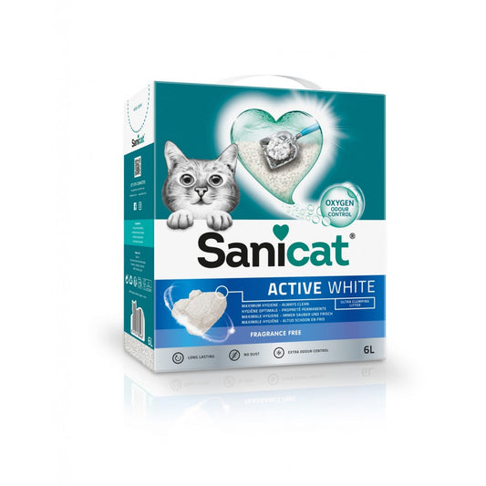 Sanicat arena para gatos active white 6L Sin perfume