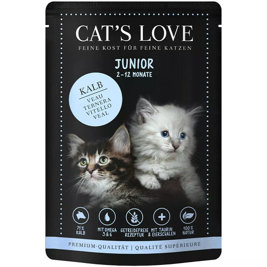 Alimento húmedo para gatitos junior ternera puro con cáscara de huevo molida & aceite de salmón