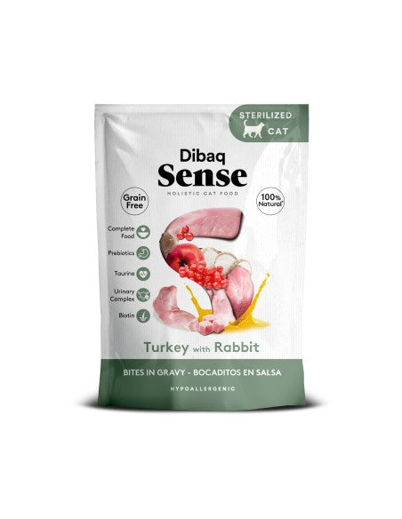 Dibaq Sense Bocaditos en salsa Pavo con Conejo 100g