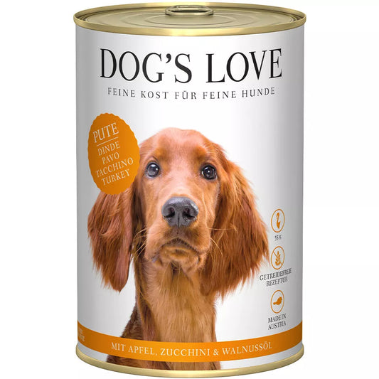 Dog's Love - Comida húmeda para perros adultos - Pavo con manzana, calabacín & aceite denuez