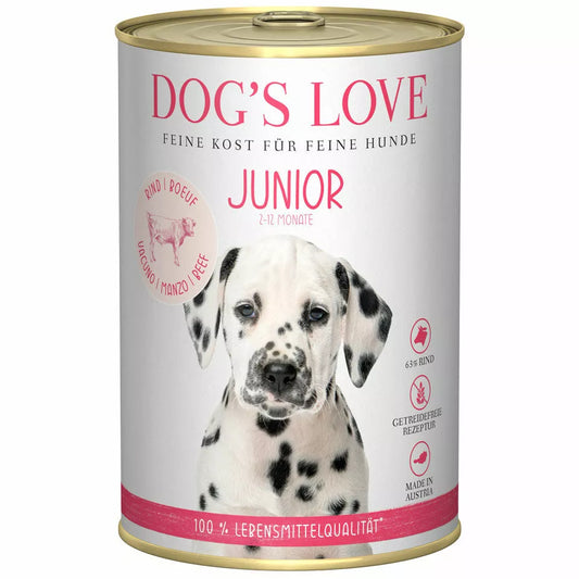 Dog's Love - Comida húmeda para cachorros junior - Vacuno con zanahoria & salvia