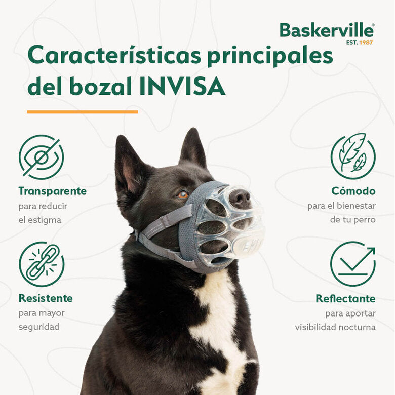 Baskerville Invisa Bozal Moldeable Tipo Canasta para Perros