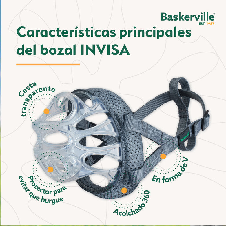 Baskerville Invisa Bozal Moldeable Tipo Canasta para Perros