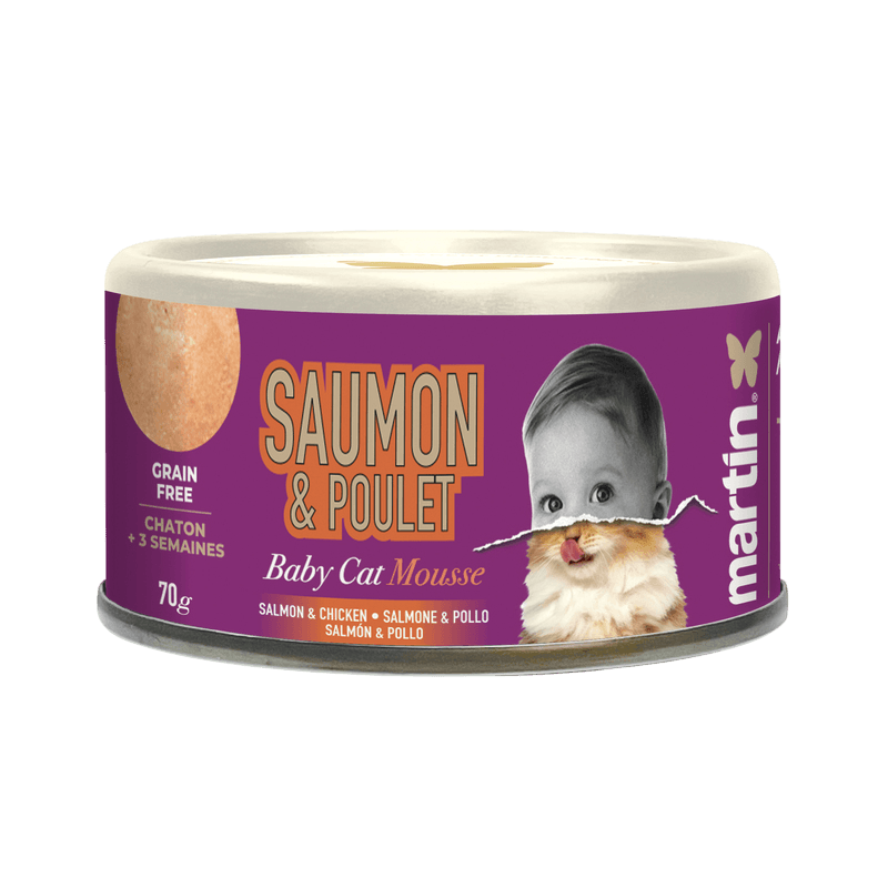 Martín Baby Salmón y Pollo en Textura Mousse 70g Para Gatitos