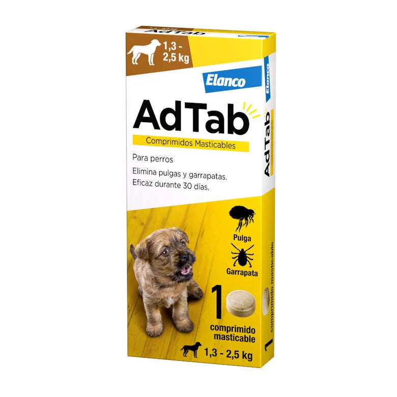 AdTab Comprimidos Masticables Antiparasitarios para perros 1,3 - 2,5kg