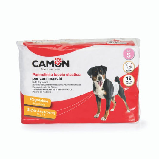 Camon - 12 bandas elásticas pañales para perros macho - Talla 1-S