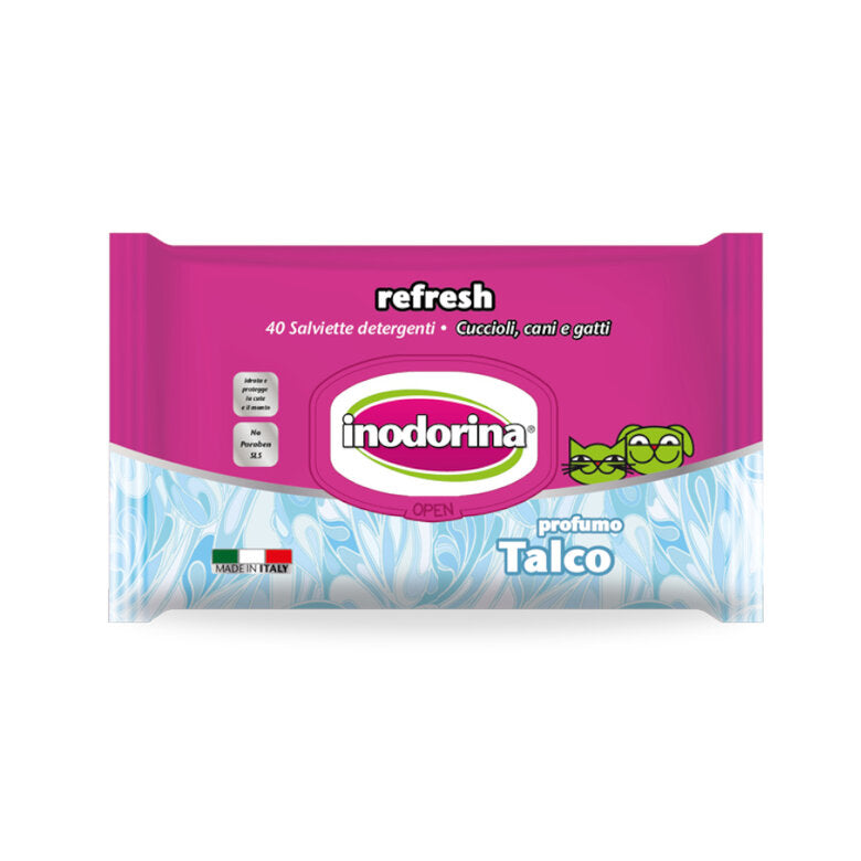 Inodorina Refresh Toallitas Húmedas Talco para mascotas