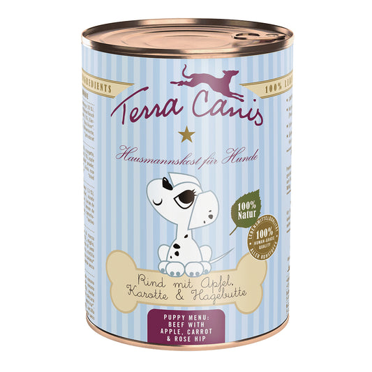 TERRA CANIS PUPPY - Buey con manzana, zanahoria y escaramujo